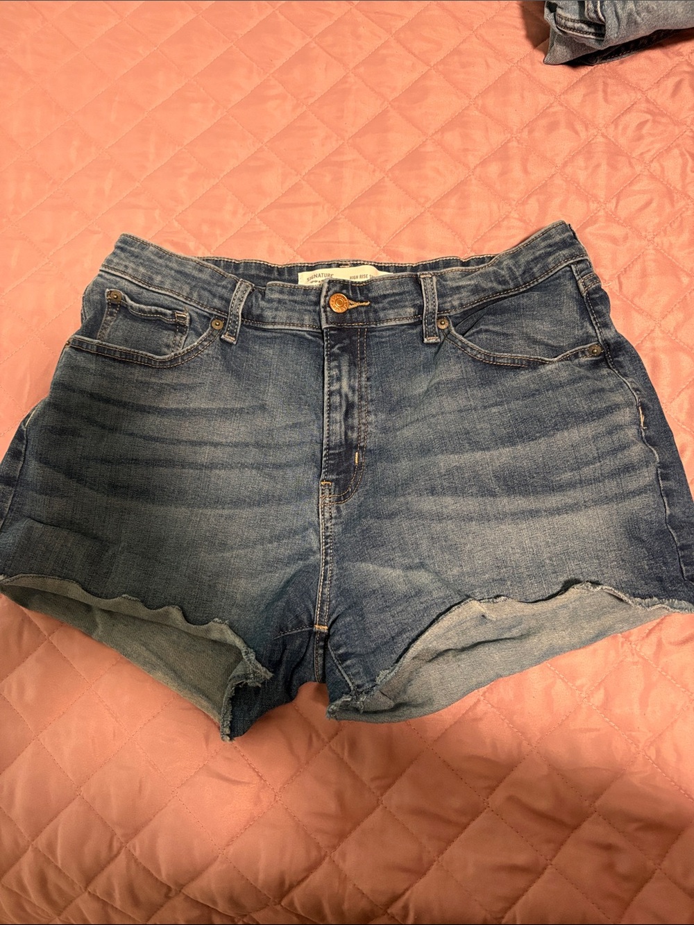 Signature by Levi Strauss Distressed Blue Denim Shorts